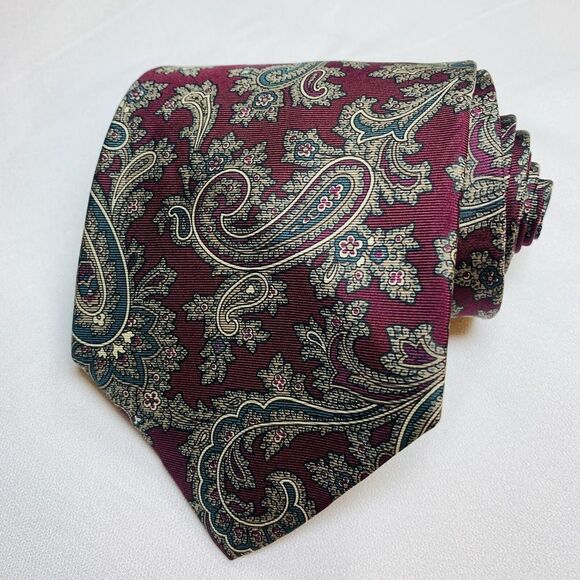 Rooster Silk Paisley Necktie Tie Preppy Office Professional Made USA READ - Picture 2 of 9